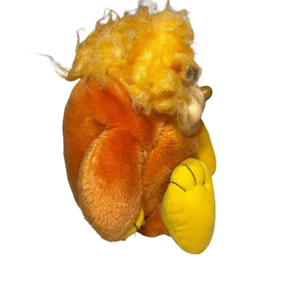 Vintage 1985‎ Animal Toy Imports Orange Rubber Face Plush Stuffed Animal Rare